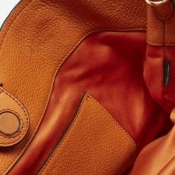 Pre Owned Miu Miu Orange Leather Open Shopper Tote