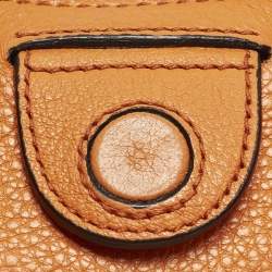 Pre Owned Miu Miu Orange Leather Open Shopper Tote