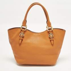 Pre Owned Miu Miu Orange Leather Open Shopper Tote