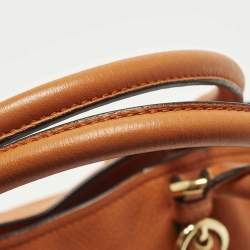 Pre Owned Miu Miu Orange Leather Open Shopper Tote