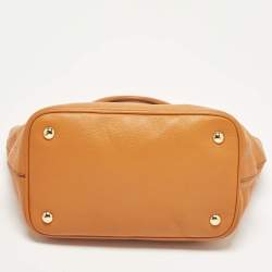 Pre Owned Miu Miu Orange Leather Open Shopper Tote