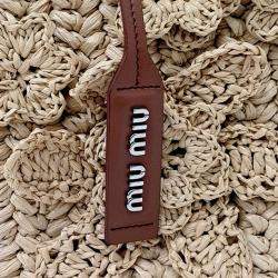 Pre Owned Miu Miu Beige, Brown Raffia Raffia Shoulder Bag