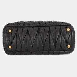 Pre Owned حقيبة يد ميوميو ماتيلاسيه بطريقتين جلد أسود