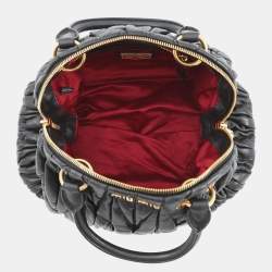 Pre Owned حقيبة يد ميوميو ماتيلاسيه بطريقتين جلد أسود