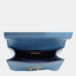 Pre Owned Miu Miu Blue Calf Leather Madras Crossbody Bag