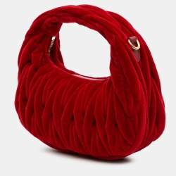 Pre Owned Miu Miu Red Mini Matelasse Velvet Wander Bag