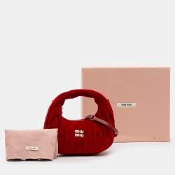 Pre Owned Miu Miu Red Mini Matelasse Velvet Wander Bag