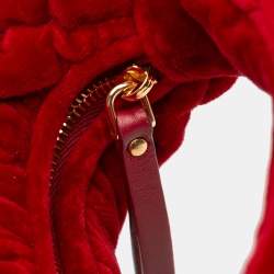 Pre Owned Miu Miu Red Mini Matelasse Velvet Wander Bag