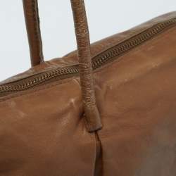 Pre Owned Miu Miu Brown Leather Vintage Zip Tote