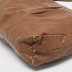 Pre Owned Miu Miu Brown Leather Vintage Zip Tote