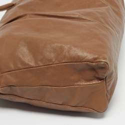 Pre Owned Miu Miu Brown Leather Vintage Zip Tote