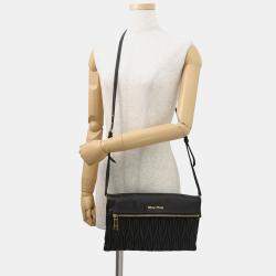 مملوكة مسبقًا Miumiu Matelasse 2Way Clutch Bag Black Leather
