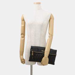 مملوكة مسبقًا Miumiu Matelasse 2Way Clutch Bag Black Leather