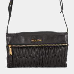 مملوكة مسبقًا Miumiu Matelasse 2Way Clutch Bag Black Leather