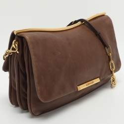 Pre Owned Miu Miu Frame Brown Leather Shoulder Bag