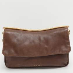 Pre Owned Miu Miu Frame Brown Leather Shoulder Bag
