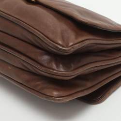 Pre Owned Miu Miu Frame Brown Leather Shoulder Bag