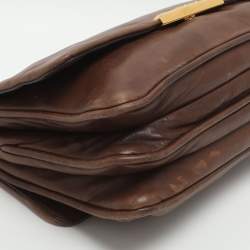 Pre Owned Miu Miu Frame Brown Leather Shoulder Bag