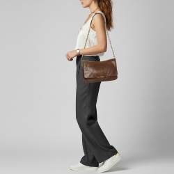 Pre Owned Miu Miu Frame Brown Leather Shoulder Bag