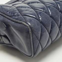 Pre Owned Miu Miu Navy Double Zip Navy Blue Matelassé Leather Crossbody Bag