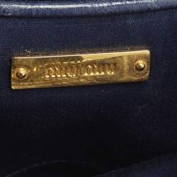 Pre Owned Miu Miu Navy Double Zip Navy Blue Matelassé Leather Crossbody Bag