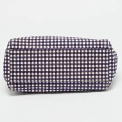 Pre Owned Miu Miu Blue/White Gingham Check Fabric Tote