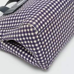 Pre Owned Miu Miu Blue/White Gingham Check Fabric Tote