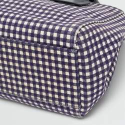 Pre Owned Miu Miu Blue/White Gingham Check Fabric Tote