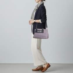 Pre Owned Miu Miu Blue/White Gingham Check Fabric Tote
