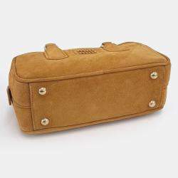 Pre Owned Miu Miu Yellow Suede Suede Arcadi Tote and Crossbody Bag