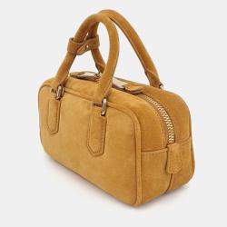 Pre Owned Miu Miu Yellow Suede Suede Arcadi Tote and Crossbody Bag