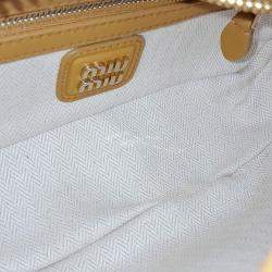 Pre Owned Miu Miu Yellow Suede Suede Arcadi Tote and Crossbody Bag