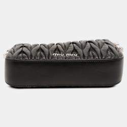 Pre Owned Miu Miu Black Nappa Matelasse Sassy Shoulder Bag