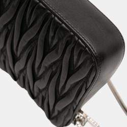 Pre Owned Miu Miu Black Nappa Matelasse Sassy Shoulder Bag