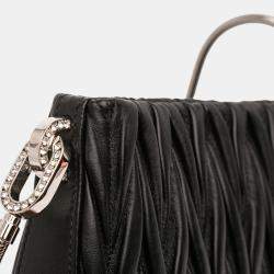 Pre Owned Miu Miu Black Nappa Matelasse Sassy Shoulder Bag