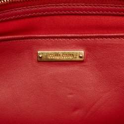 Pre Owned Miu Miu Snap Top Red Matelassé Leather Tote
