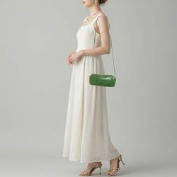 Pre Owned Miu Miu Green Croc Embossed Patent Leather Crossbody Bag