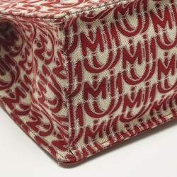 Pre Owned Miu Miu Red Signature Jacquard and Leather Tote