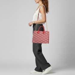 Pre Owned Miu Miu Red Signature Jacquard and Leather Tote