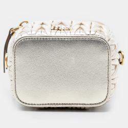 Pre Owned Miu Miu Gold Mini Matelasse Nappa Leather Square Pouch Crossbody