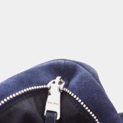 Pre Owned Miu Miu Miu Shoulder Bag Suede Navy
