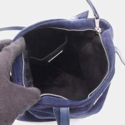 Pre Owned Miu Miu Miu Shoulder Bag Suede Navy