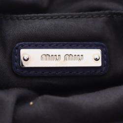Pre Owned Miu Miu Miu Shoulder Bag Suede Navy