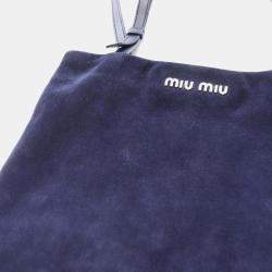 Pre Owned Miu Miu Miu Shoulder Bag Suede Navy