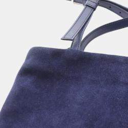 Pre Owned Miu Miu Miu Shoulder Bag Suede Navy