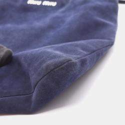 Pre Owned Miu Miu Miu Shoulder Bag Suede Navy