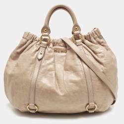 مملوكة مسبقًا Miu Miu Gathered Blush Pink Vitello Lux Leather Tote