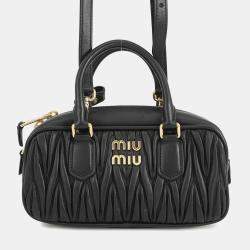 Pre Owned Miu miu Arcadi Matelasse Mini Black Leather Size Regular