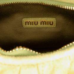 Pre Owned Miu Miu Green Mini Matelasse Suede Wander Bag