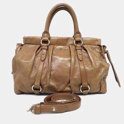 مملوكة مسبقًا Miu Miu Brown Leather Vitello Luxe Tote and Shoulder Bag